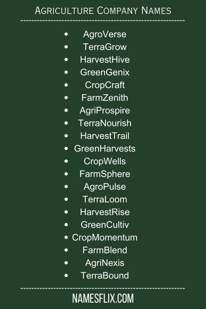 Agriculture Company Names