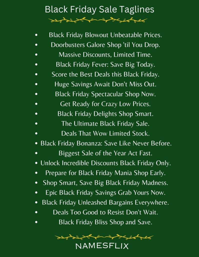 Black Friday Sale Taglines