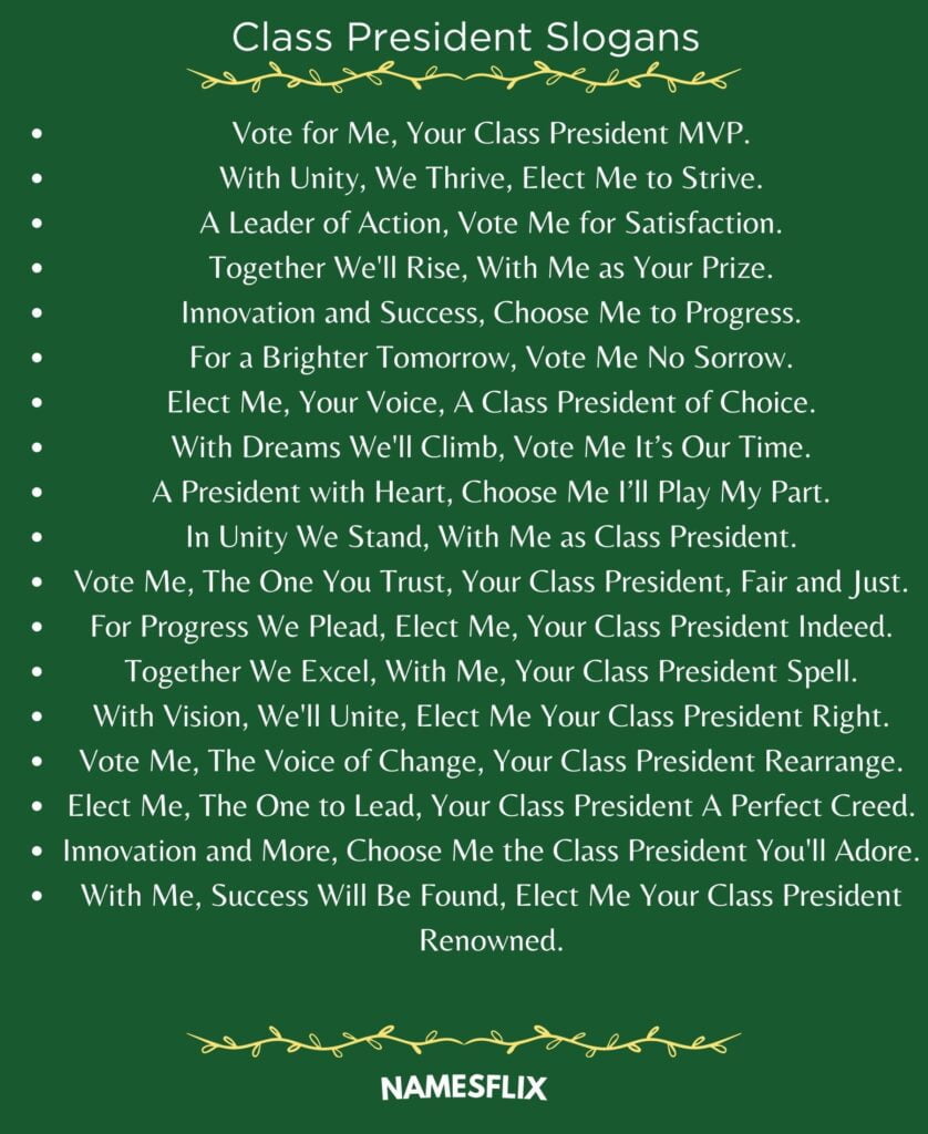 Class President Slogans
