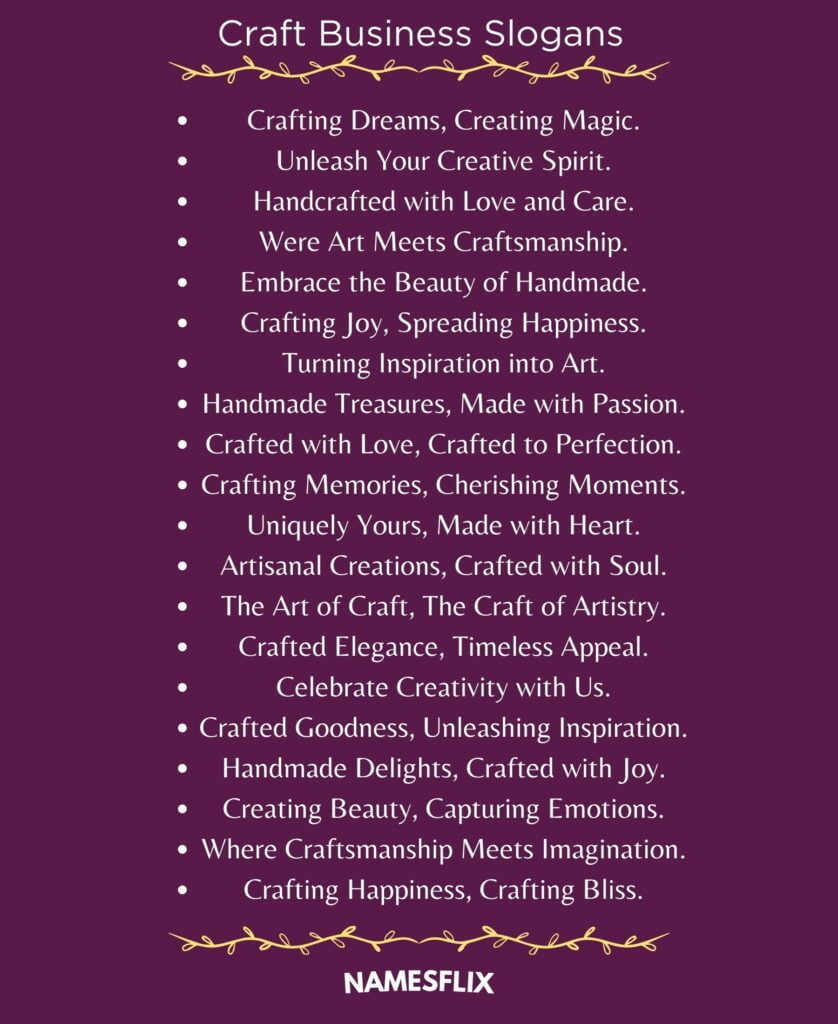 Craft Business Slogans