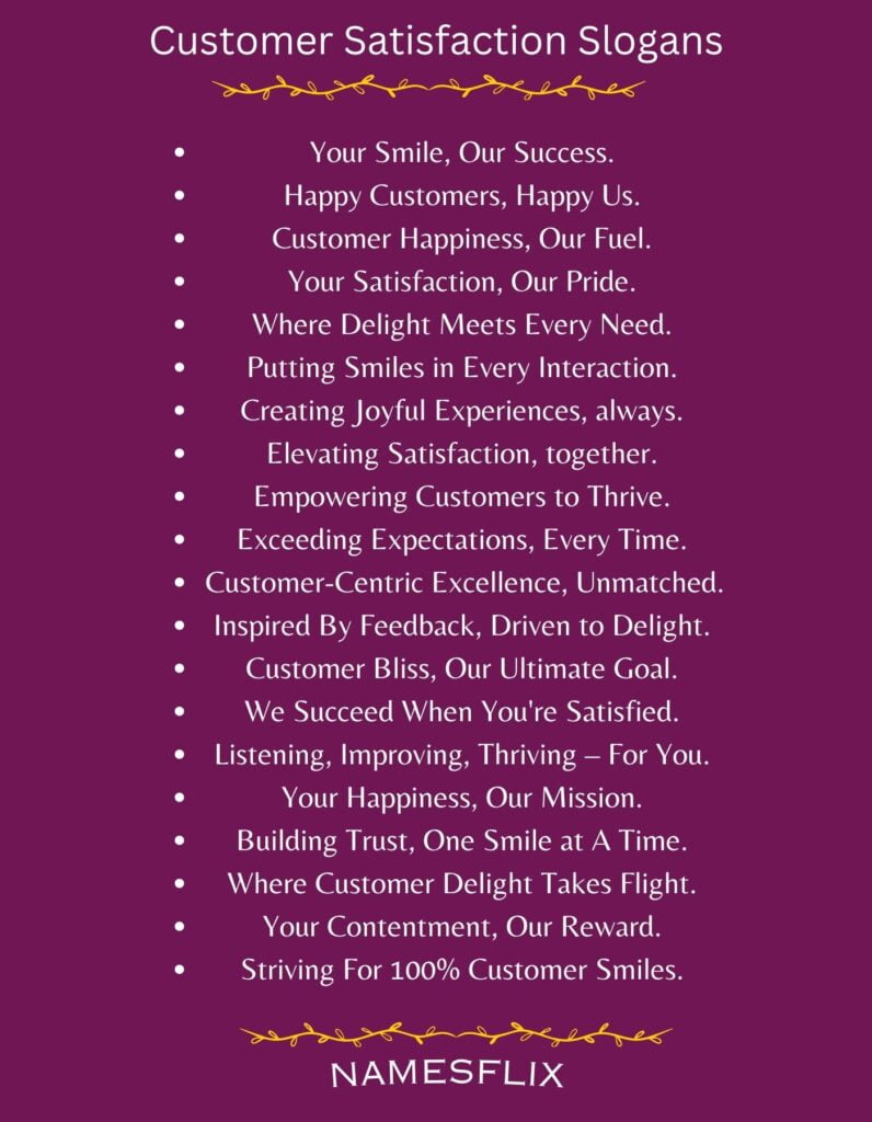Customer Satisfaction Slogans