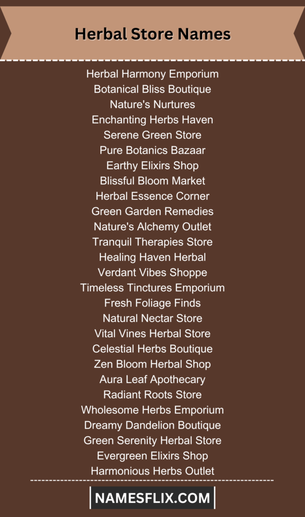 Herbal Store Names