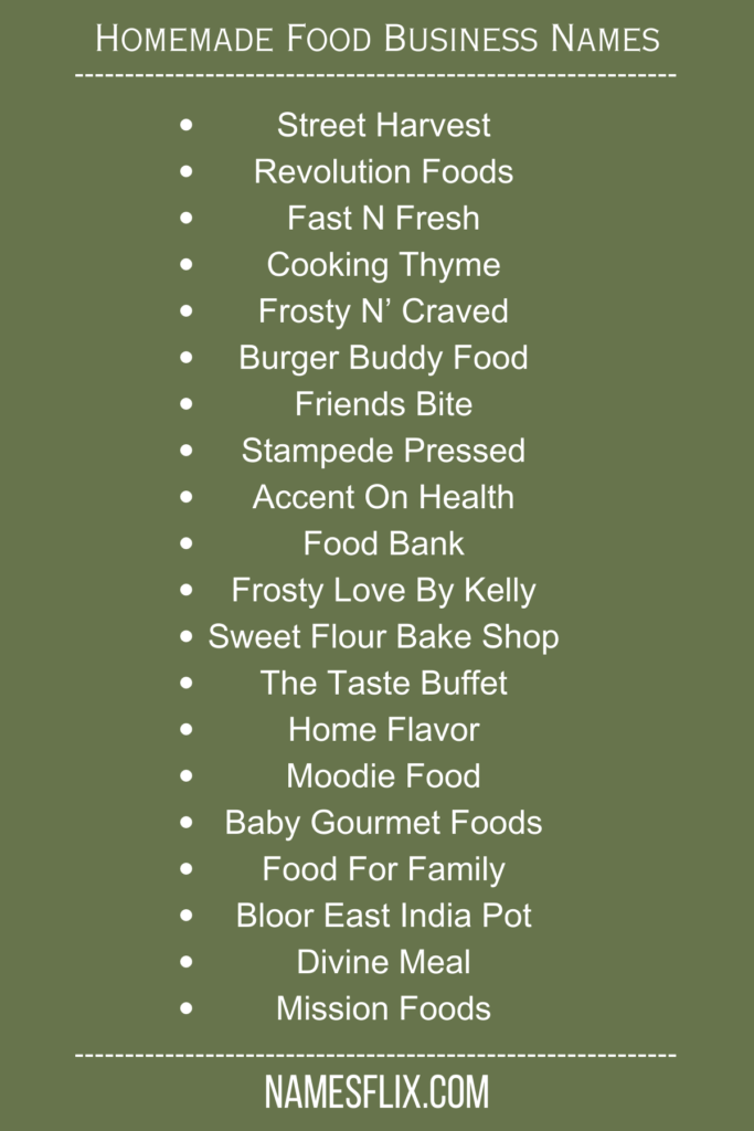 Homemade Food Business Names