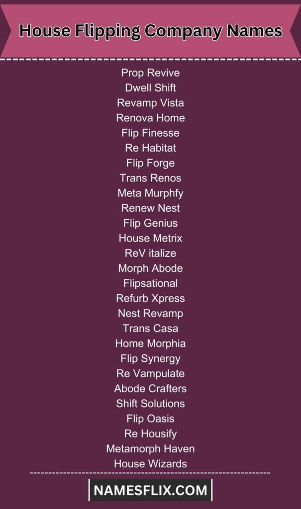 House Flipping Company Names