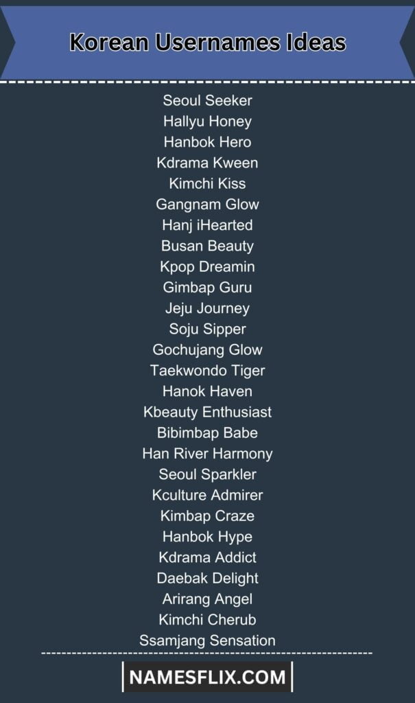 Korean Usernames Ideas
