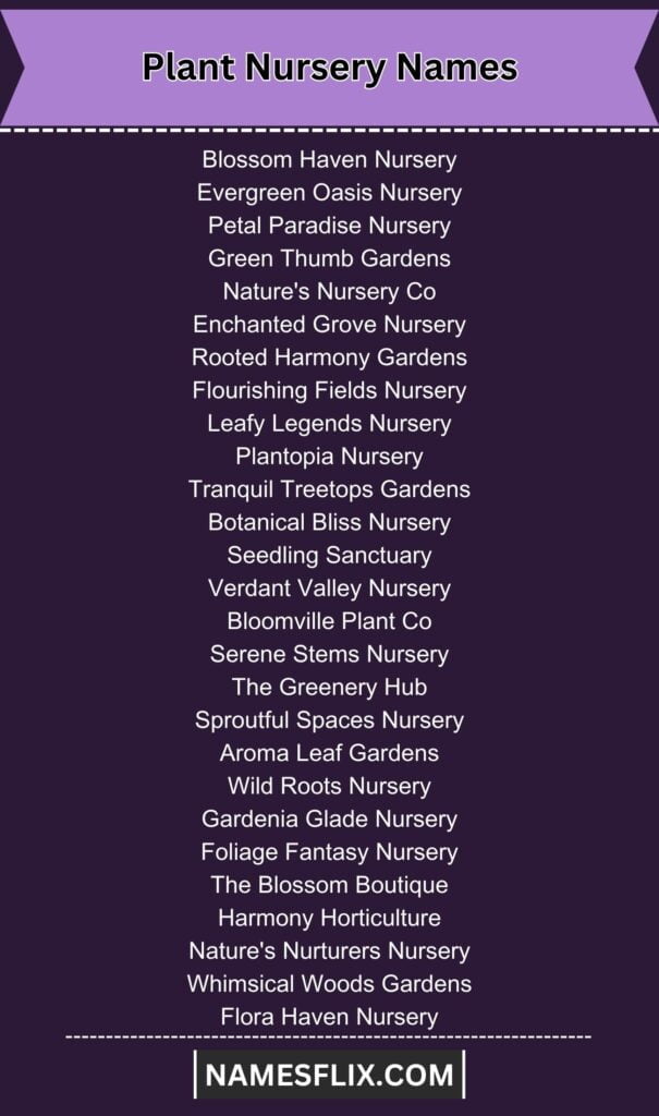 Plant Nursery Names