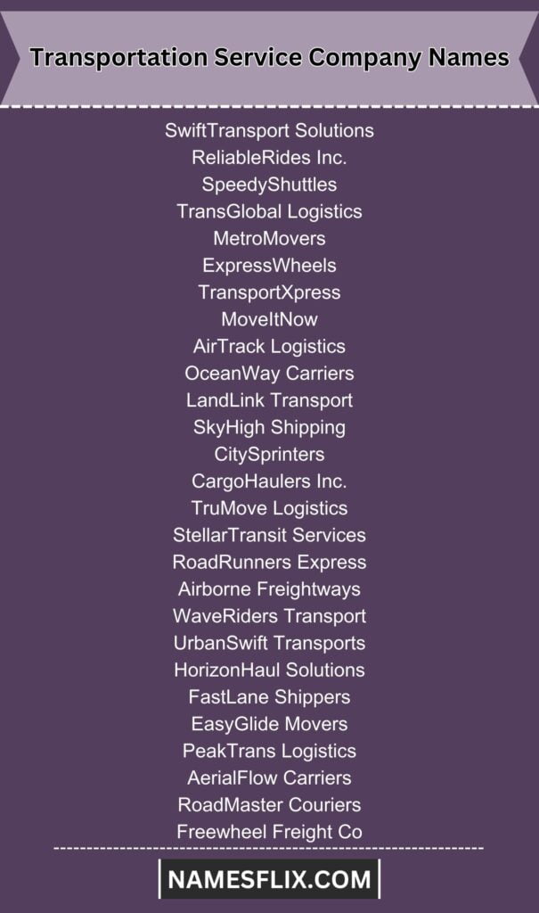 Transportation Service Company Names