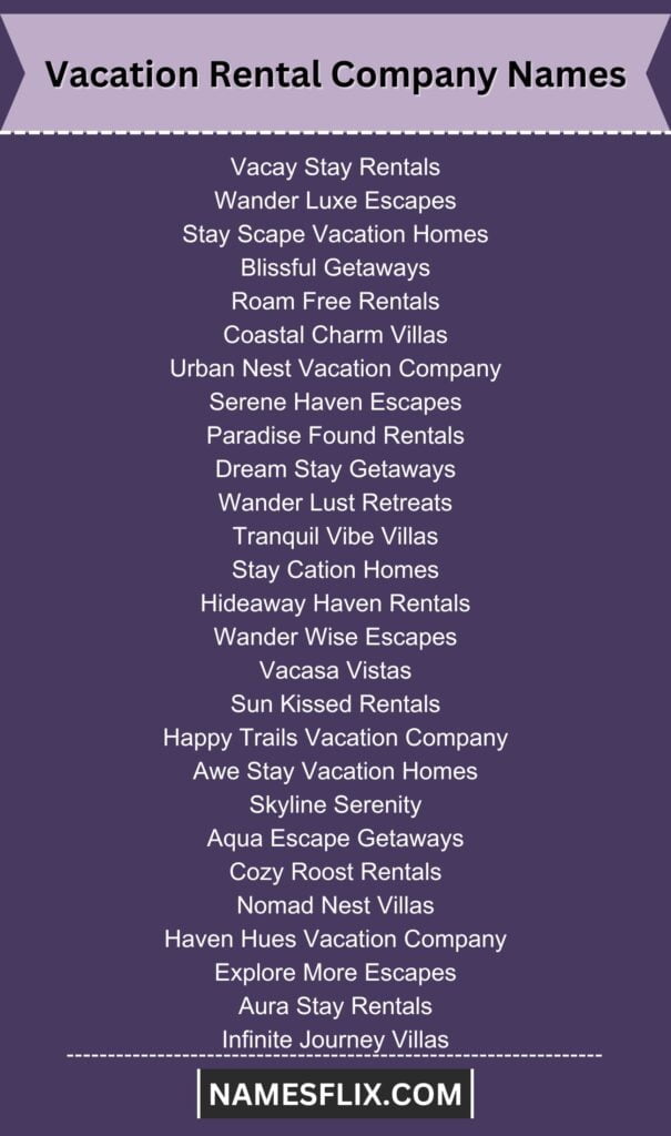 Vacation Rental Company Names