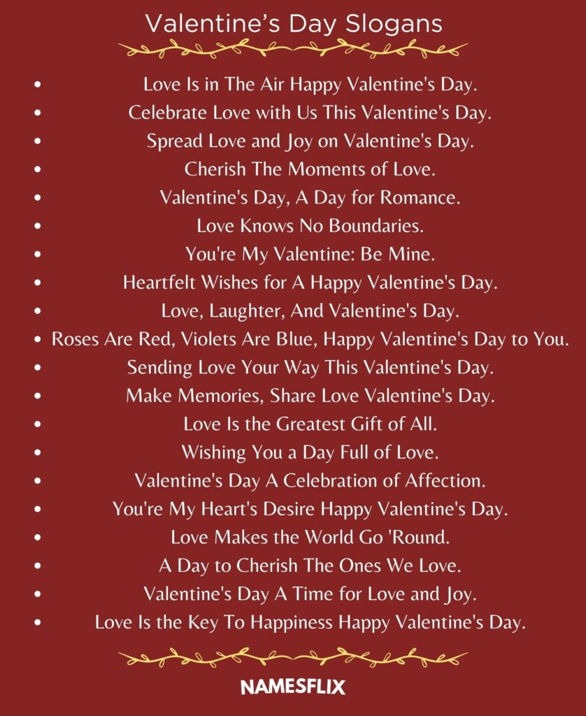 Valentine’s Day Slogans