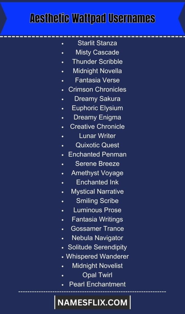 Aesthetic Wattpad Usernames