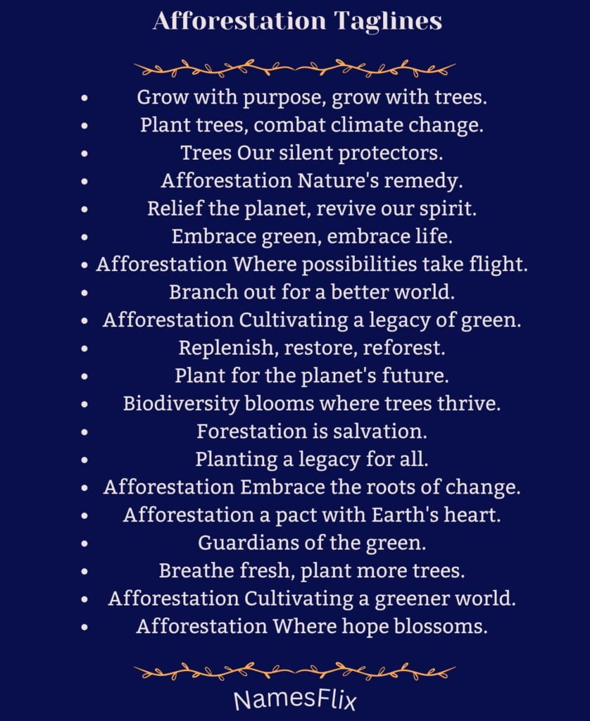 Afforestation Taglines
