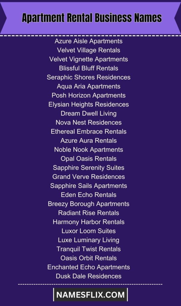 Apartment Rental Business Names