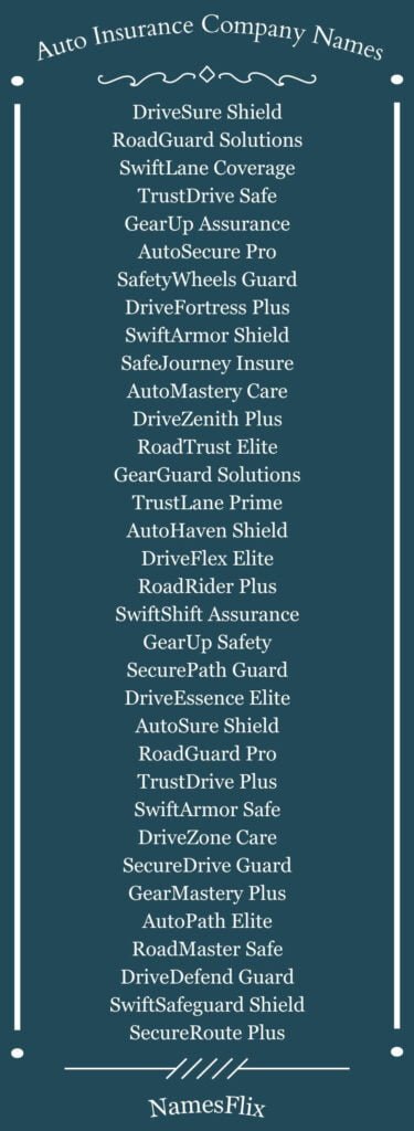 Auto Insurance Company Names