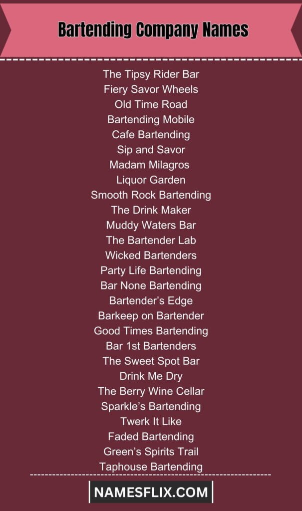 Bartending Company Names