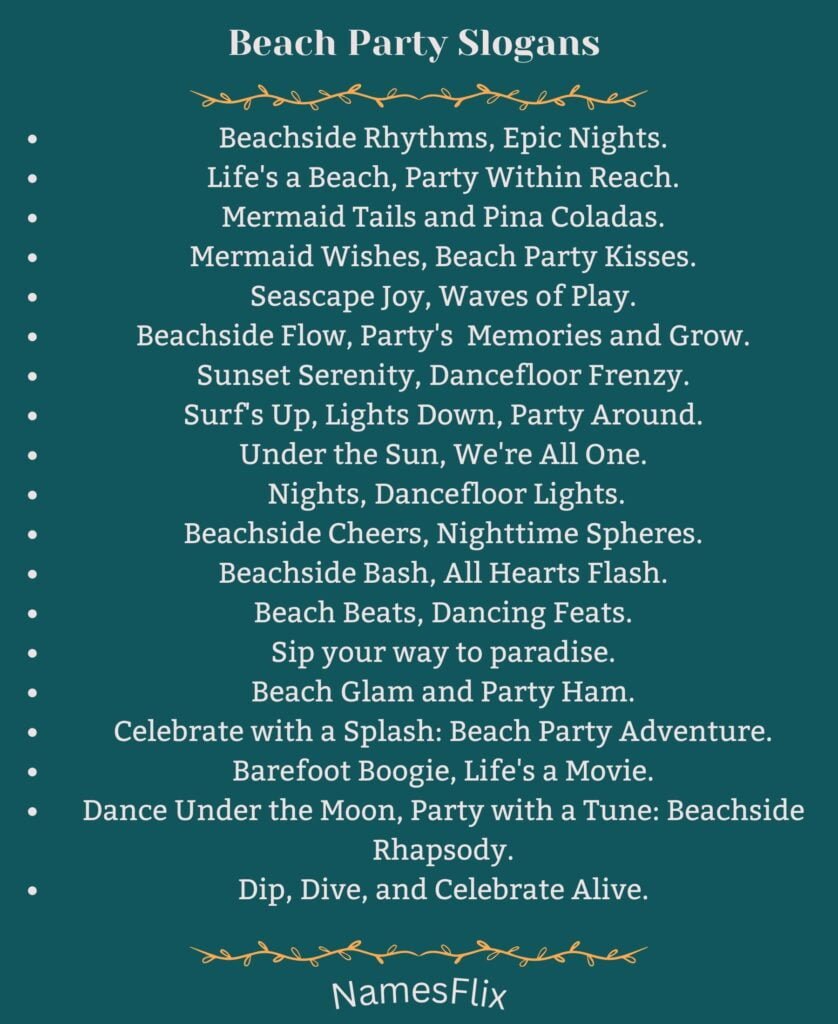 Beach Party Slogans