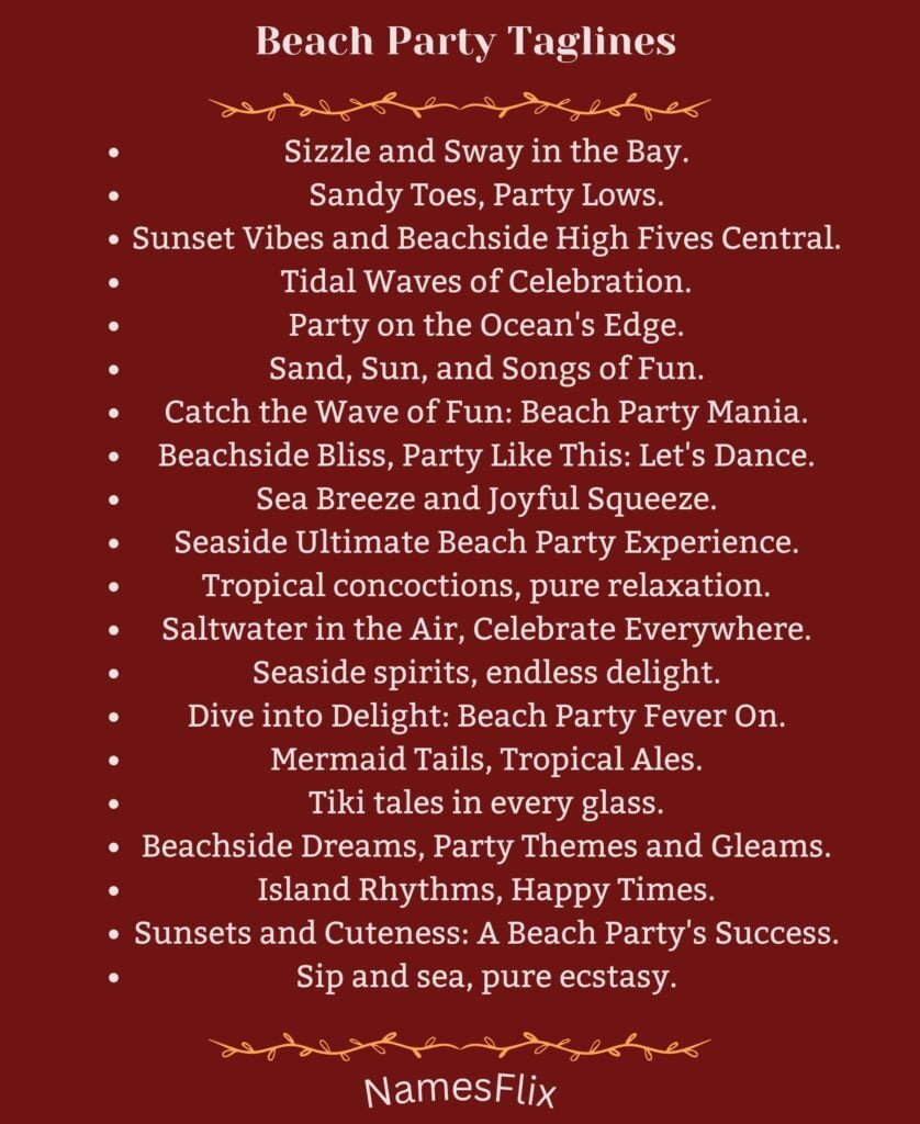 Beach Party Taglines