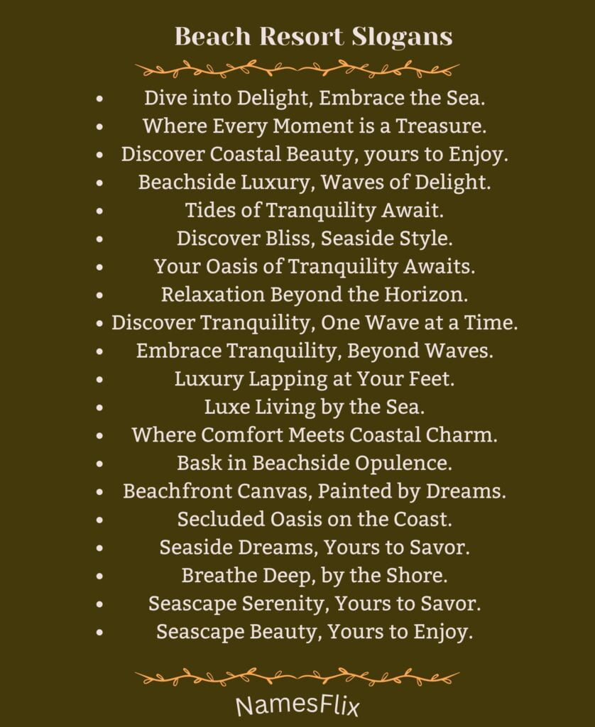 Beach Resort Slogans