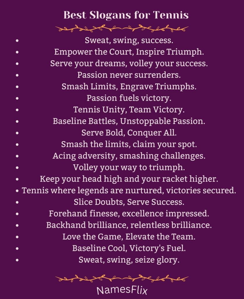 Best Slogans for Tennis