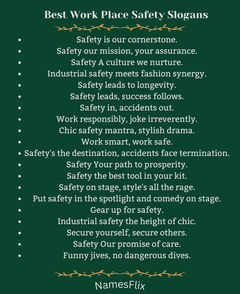 Best Work Place Safety Slogans