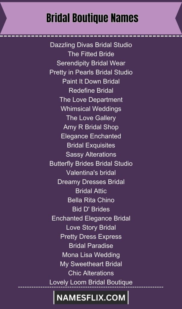 Bridal Boutique Names