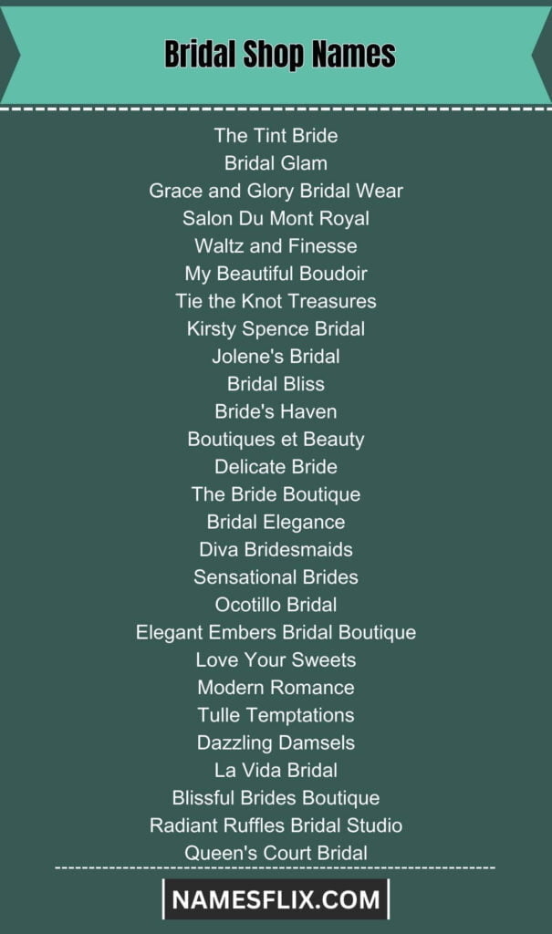 Bridal Shop Names