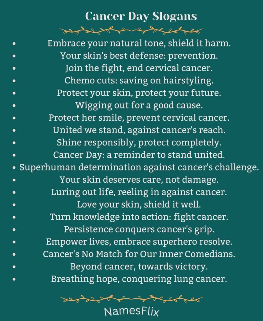 Cancer Day Slogans