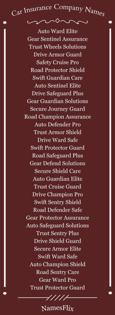 Car Insurance Company Names