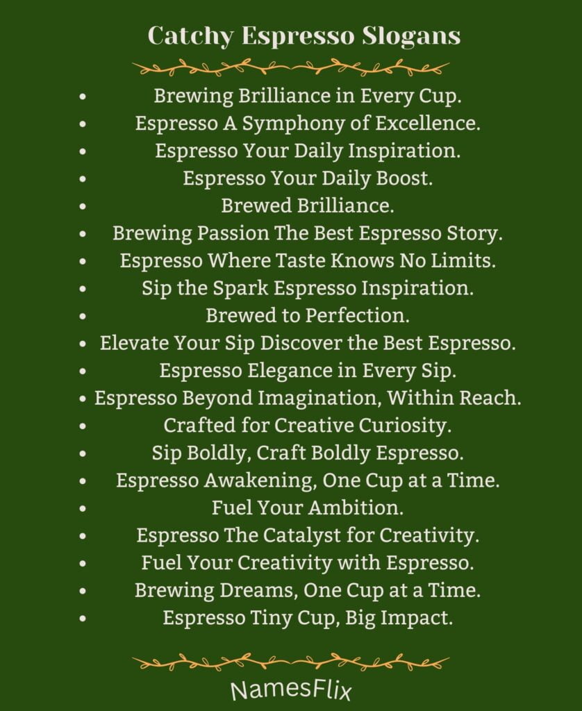 Catchy Espresso Slogans