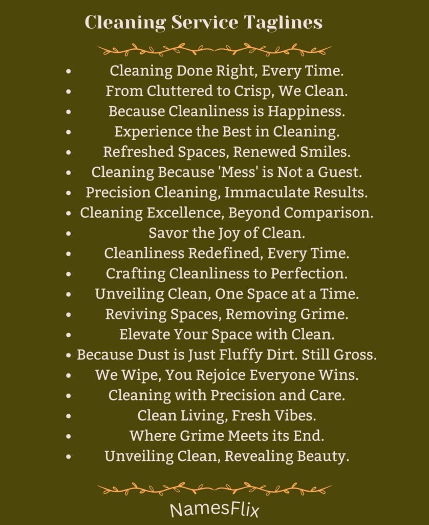 Cleaning Service Taglines