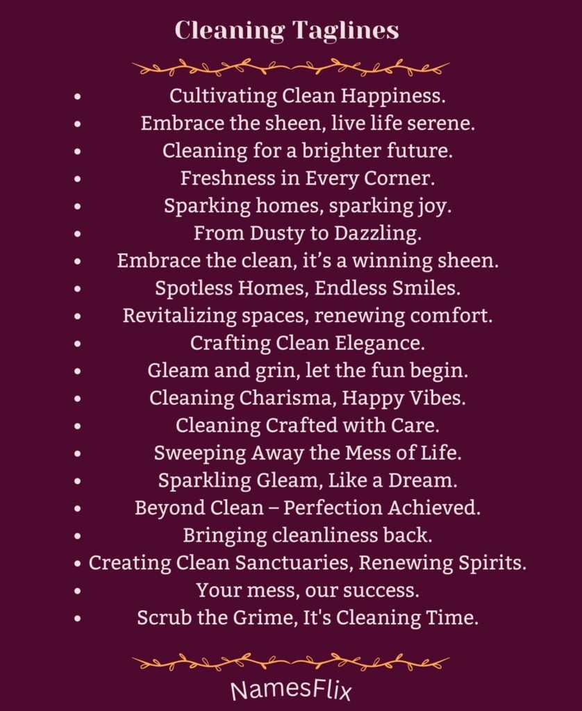 Cleaning Taglines