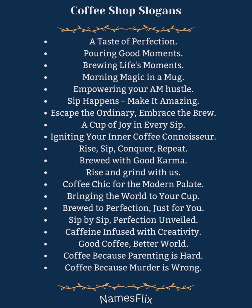 Coffee Shop Slogans