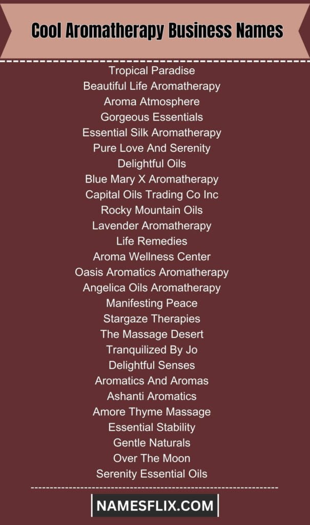 Cool Aromatherapy Business Names