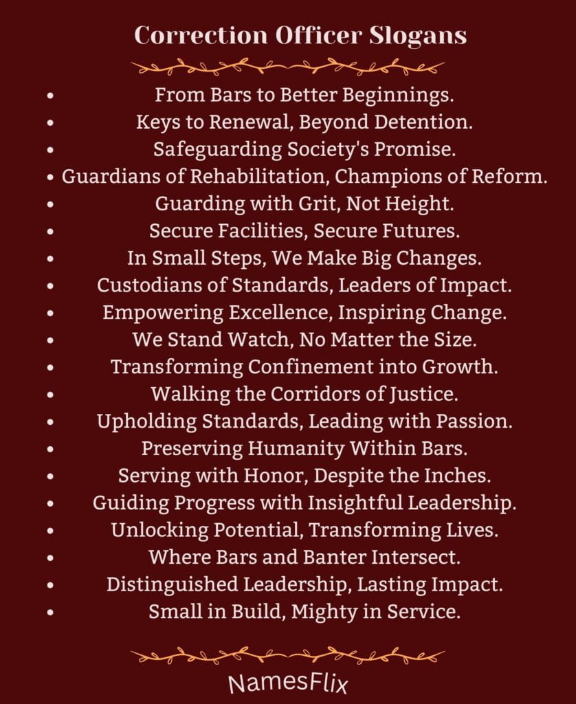Correction Officer Slogans
