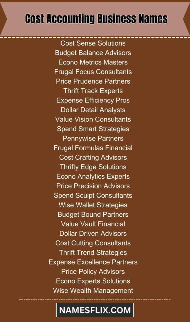 Cost Accounting Business Names