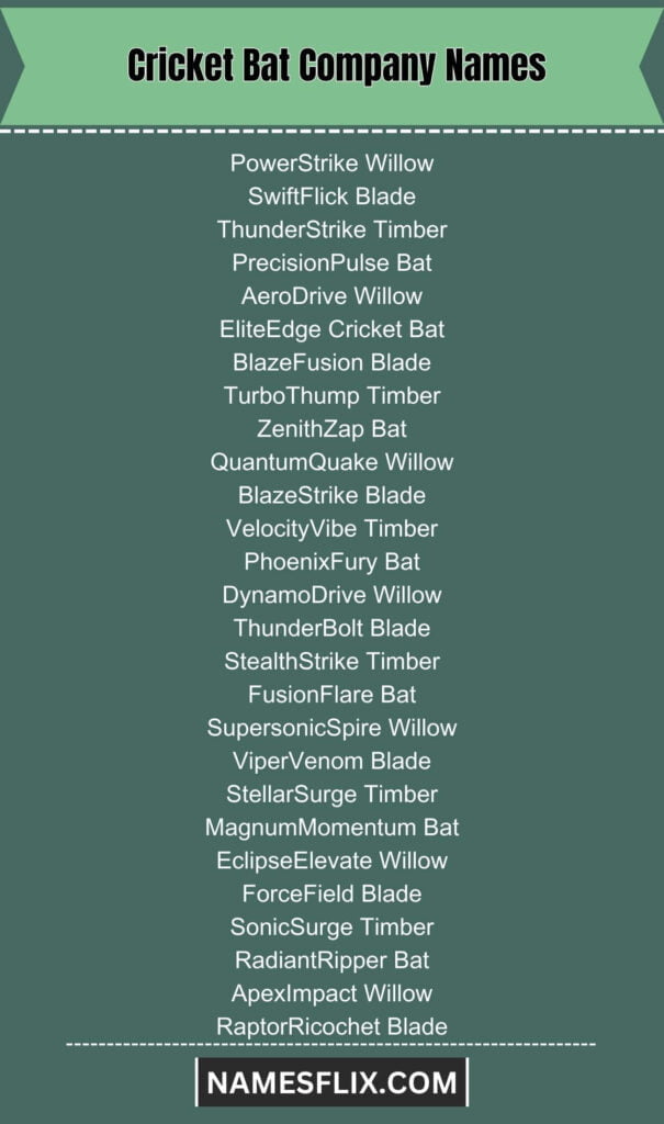 Cricket Bat Company Names