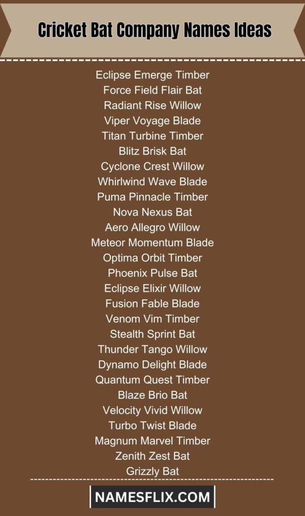 Cricket Bat Company Names Ideas