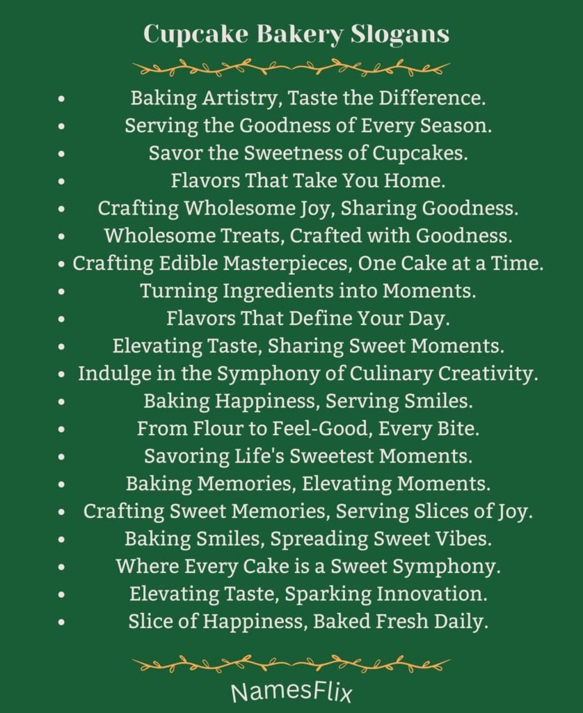 Cupcake Bakery Slogans
