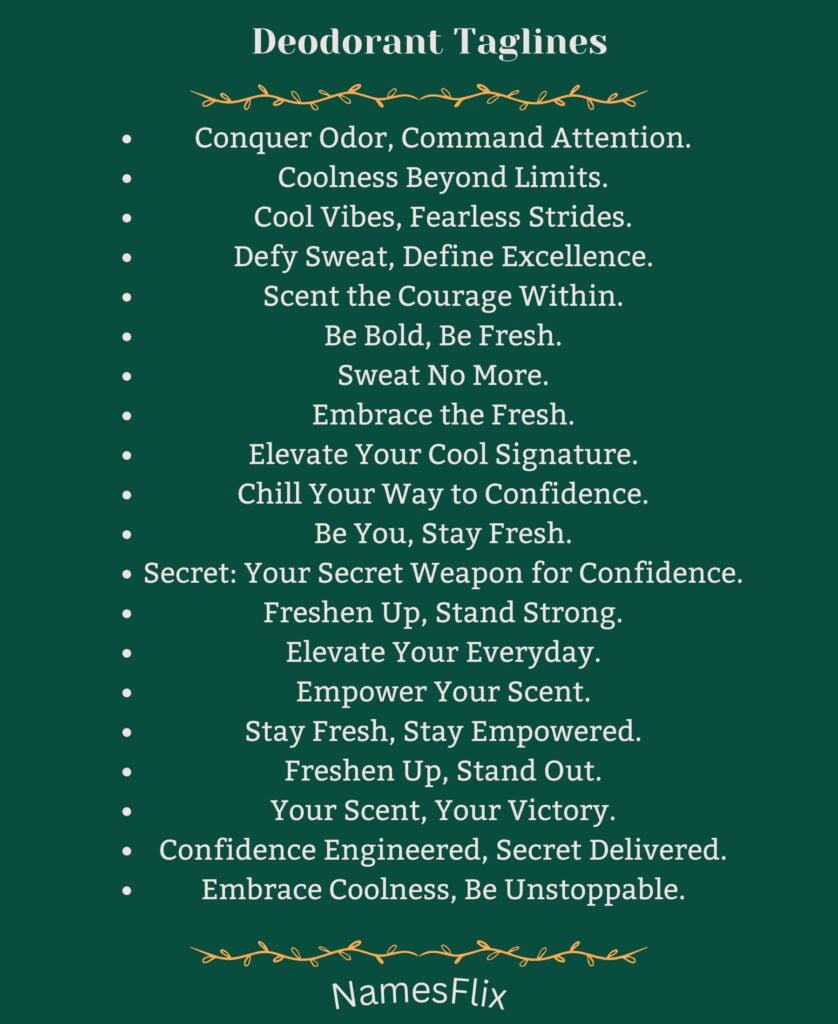 Deodorant Taglines