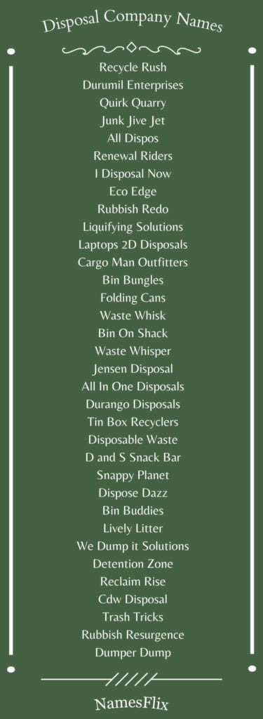 Disposal Company Names
