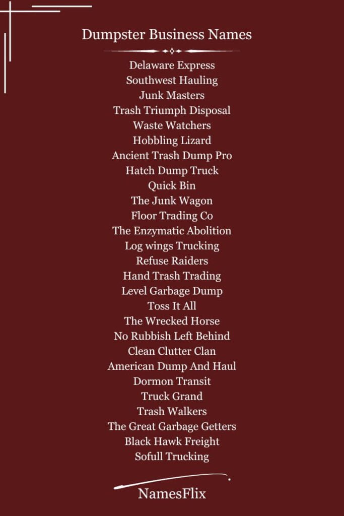 Dumpster Business Names