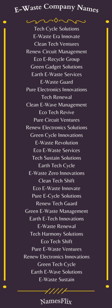 E-Waste Company Names