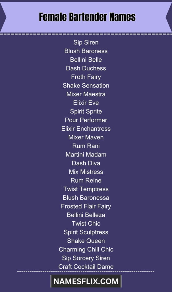 Female Bartender Names