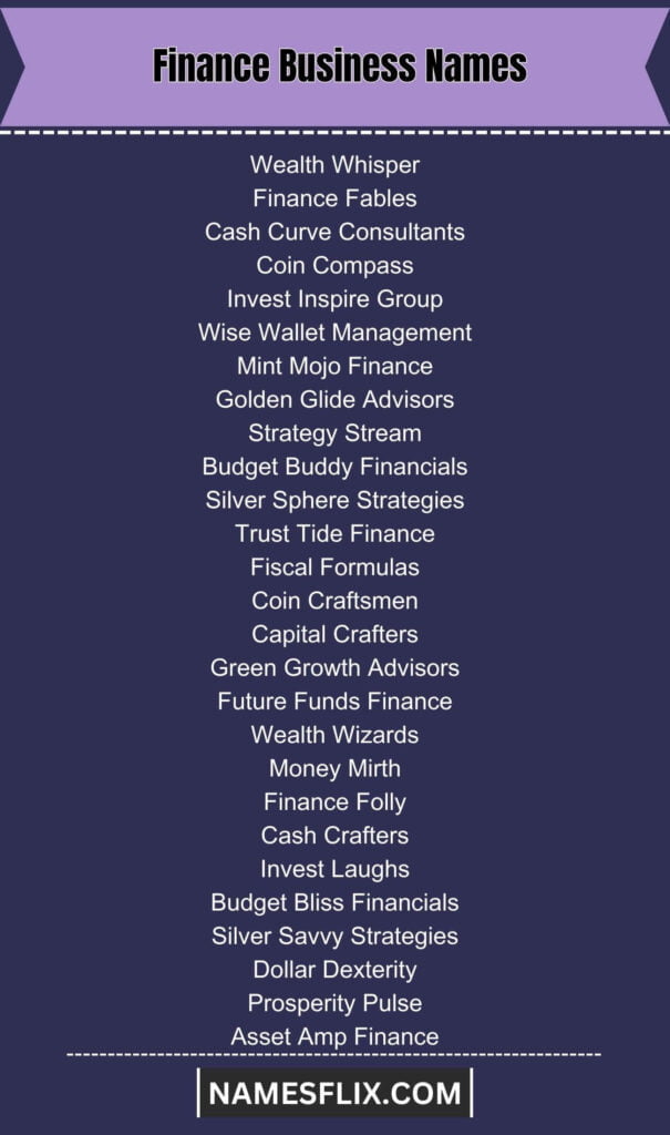 Finance Business Names