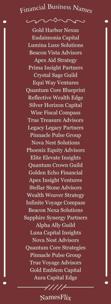 Financial Business Names
