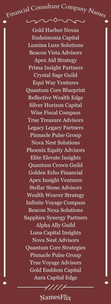 Financial Consultant Company Names