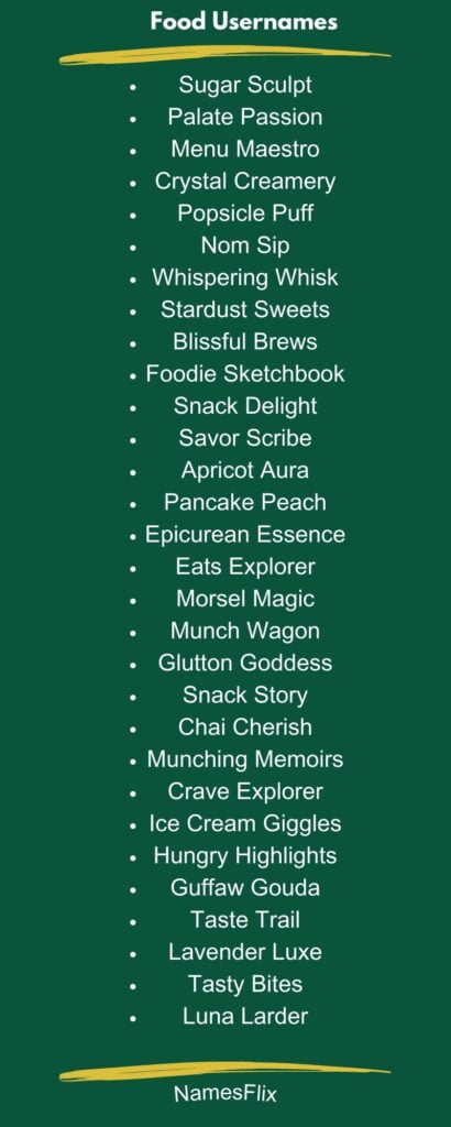 Food Usernames