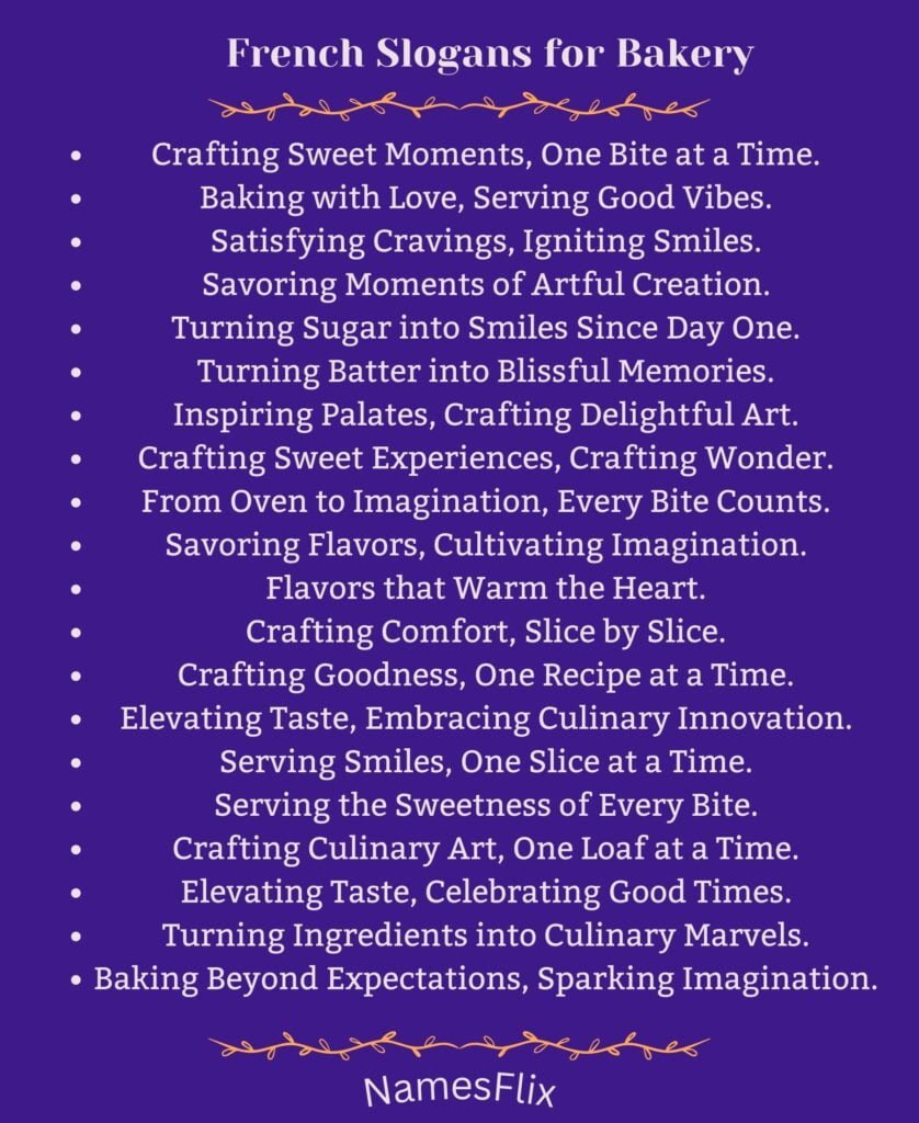 French Slogans for Bakery
