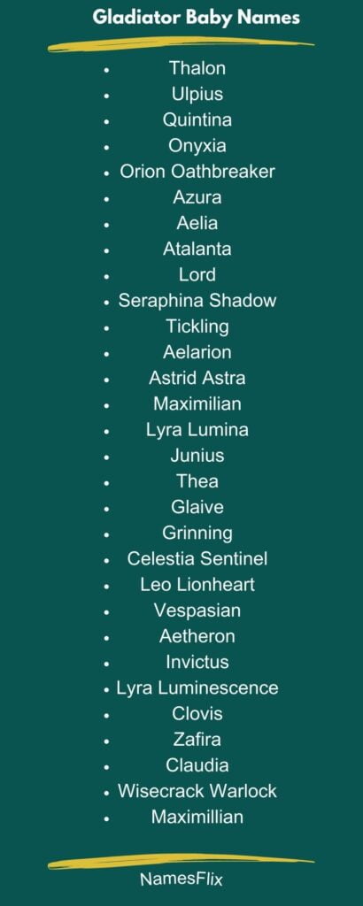 Gladiator Baby Names