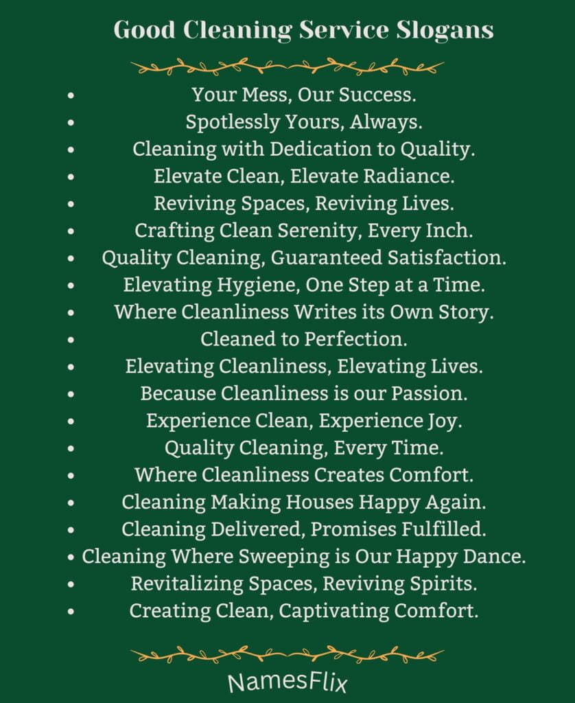 Good Cleaning Service Slogans