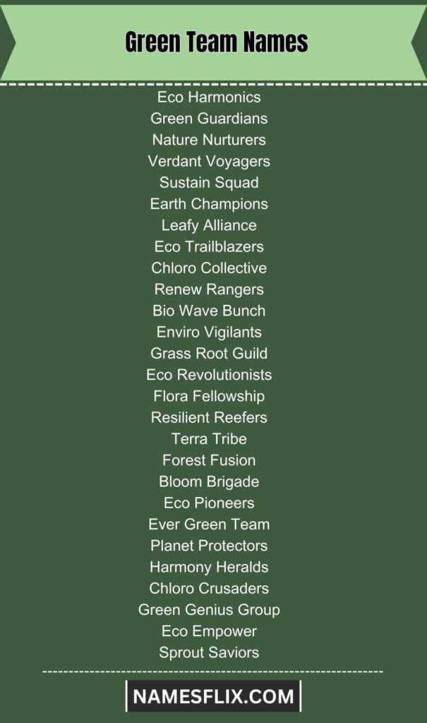 Green Team Names